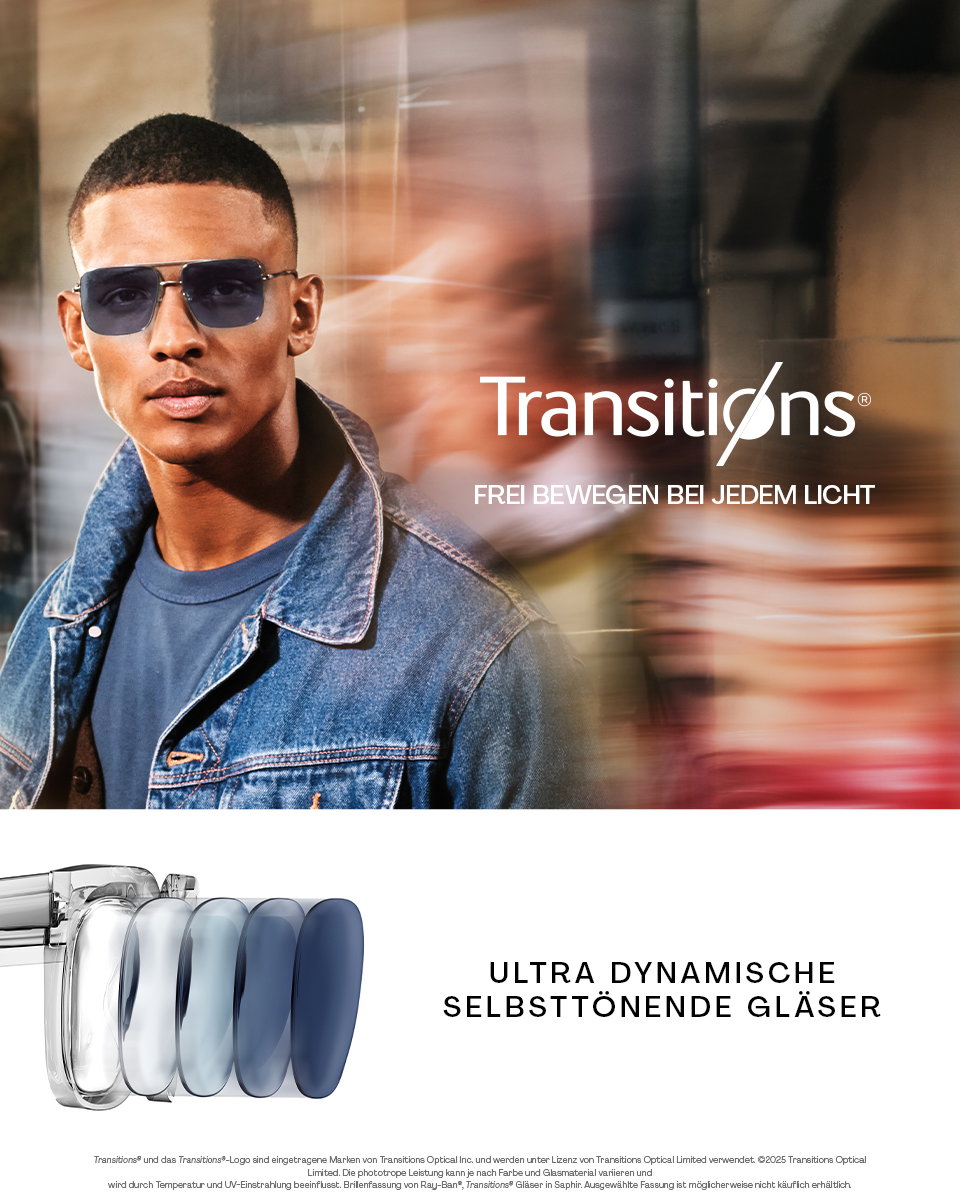 Zu sehen ist ein Mann mit Selbsttönender Brille.